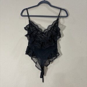Midnight Hour Lace Lingerie Bodysuit Sz M Womens Sexy Vacation Honeymoon Goth